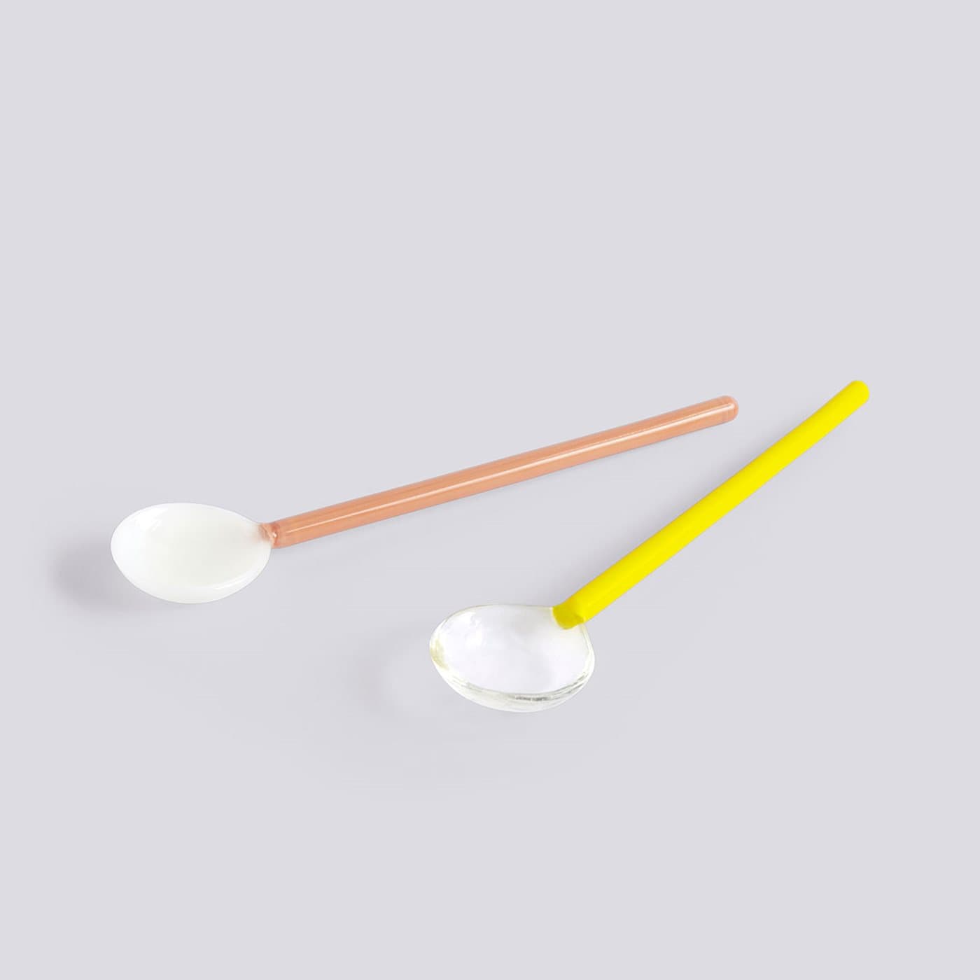 글래스 스푼 라운드 Set of 2 옐로우 & 브라운 플랫샷