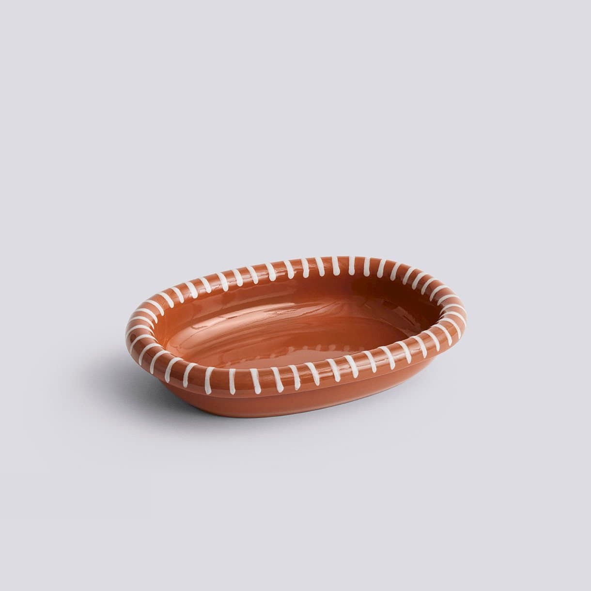 바로 오벌 디쉬 내추럴 스트라이프 S