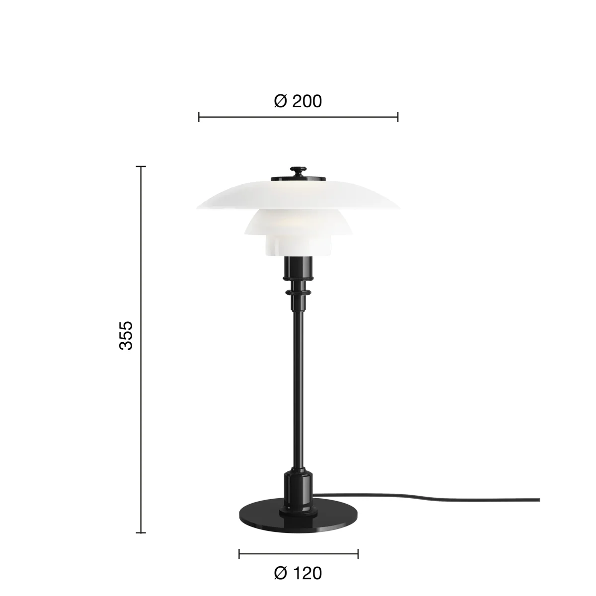 PH 2/1 테이블 브라스 페일 로즈 글래스 사이즈 가이드 이미지 1