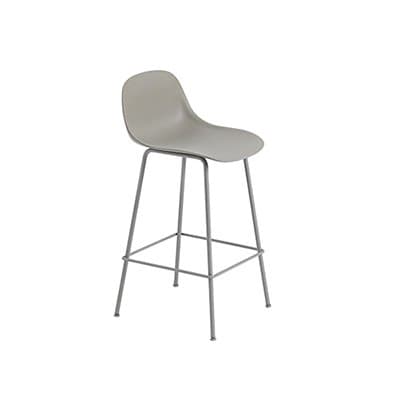 화이버 카운터 스툴 Back Rest H 65 cm Grey 플랫샷